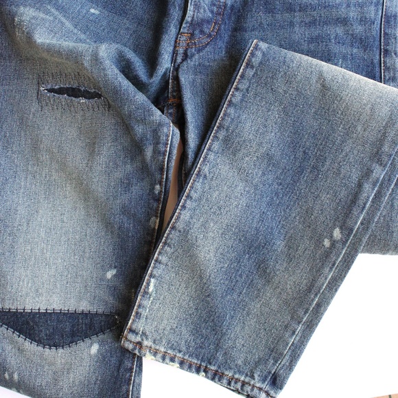 Aeropostale Jeans Sz 4 NWT Straight Distressed Patched Boho Whiskers Distroyed - Picture 5 of 8